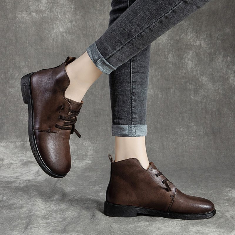 Retro Casual Leather Short Boots | Gave Sko