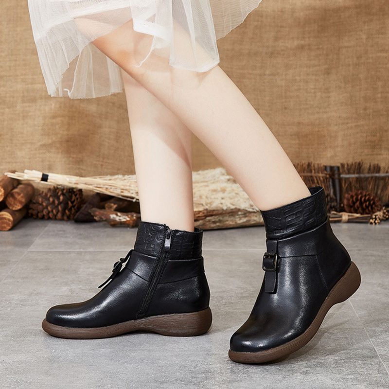 Retro Håndlagde Casual Leather Short Boots | Gave Sko