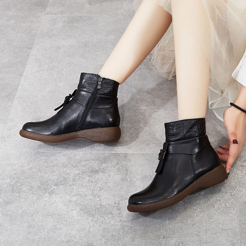 Retro Håndlagde Casual Leather Short Boots | Gave Sko