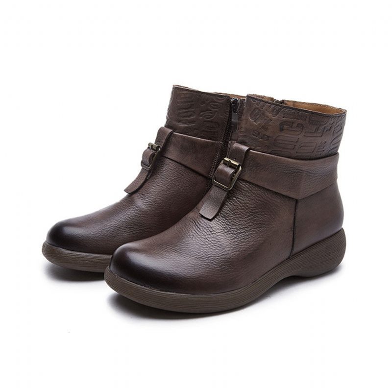 Retro Håndlagde Casual Leather Short Boots | Gave Sko