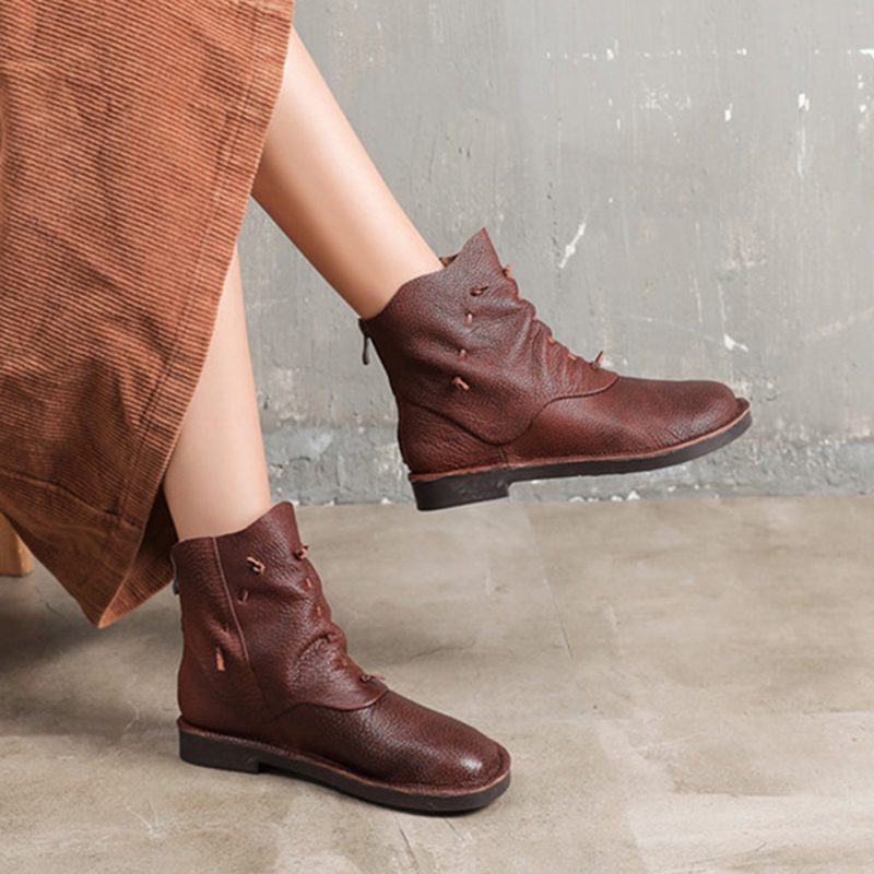 Retro Håndlagde Leather Casual Short Boots | Gave Sko