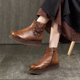 Retro Leather Comfort Retro Vinterstøvler For Kvinner