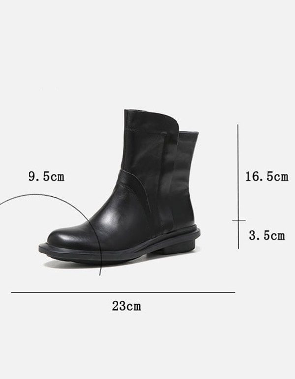 Round Head Lær Chelsea Short Boots