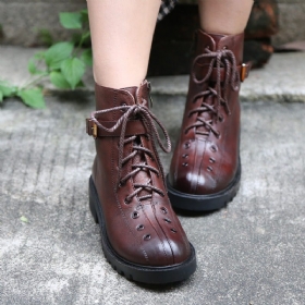 Skinn Chunky Heel Lace-up Martin Boots