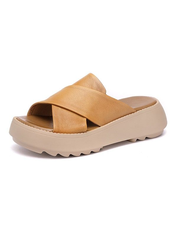 Dame Cross Strap Summer Wedge Slippers