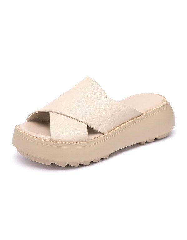 Dame Cross Strap Summer Wedge Slippers