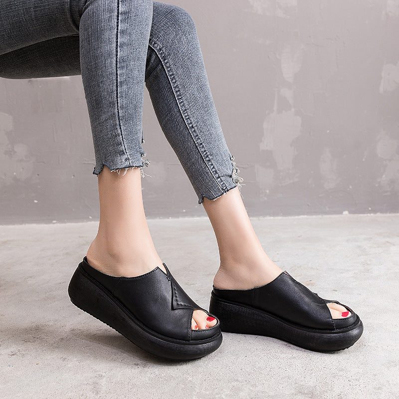 Dame Sommer Retro Håndlagde Wedge Slippers