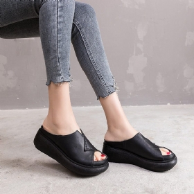 Dame Sommer Retro Håndlagde Wedge Slippers