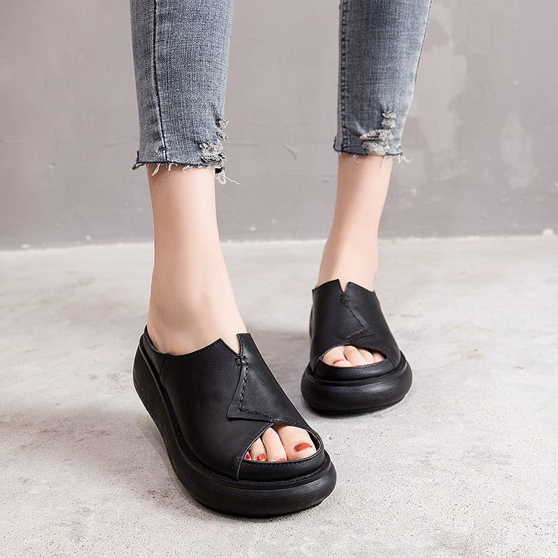 Dame Sommer Retro Håndlagde Wedge Slippers