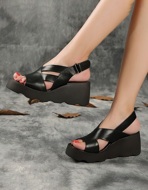 Damemote Fish Toe Wedge Sandaler Slingback