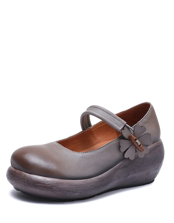 Håndlagde Retro Leather Komfortable Wedge Sandaler