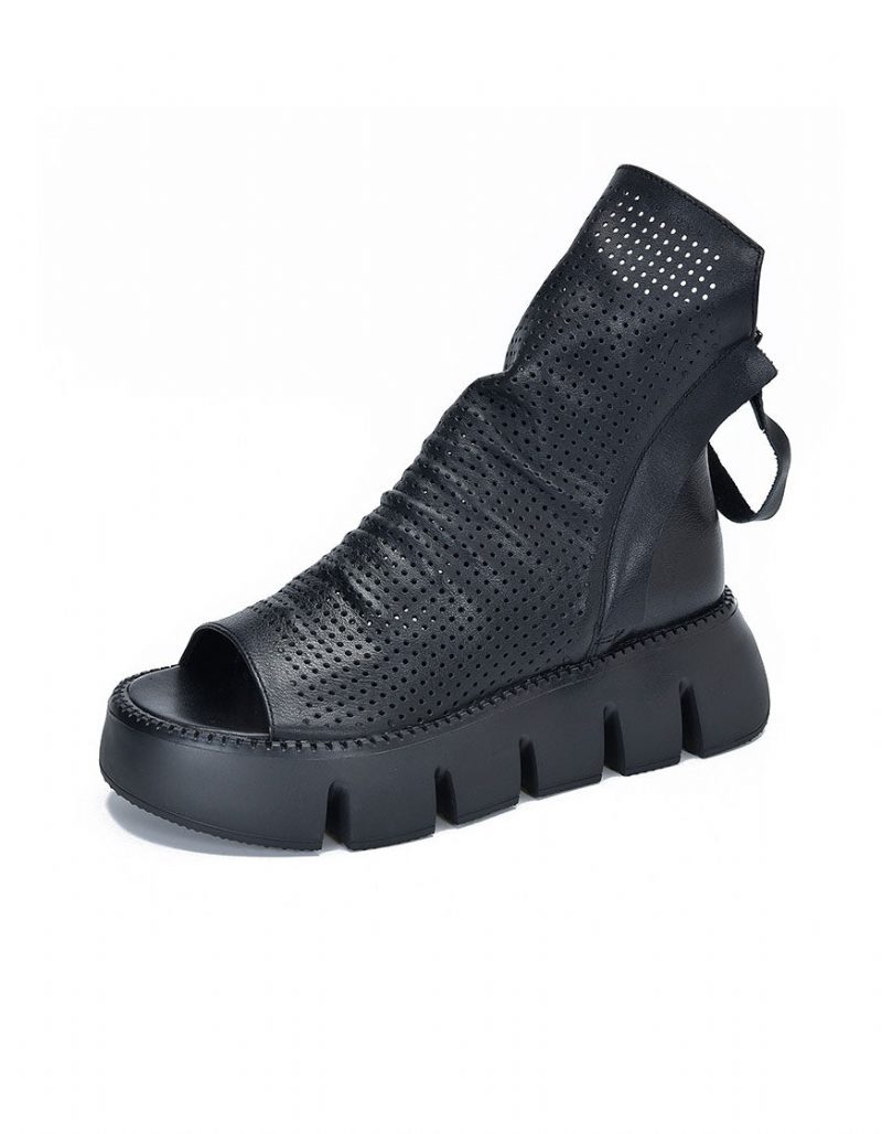 Håndlagde Retro Plattform Fish-toe Sandals Boots