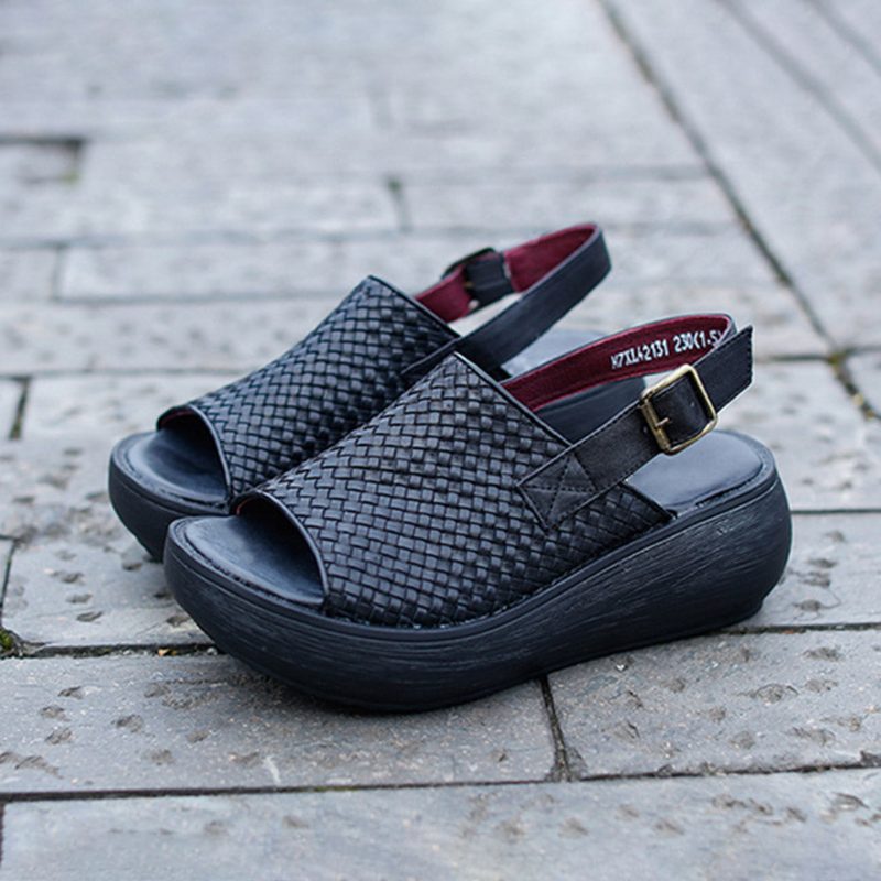 Håndlagde Vevde Slingback-sandaler For Kvinner