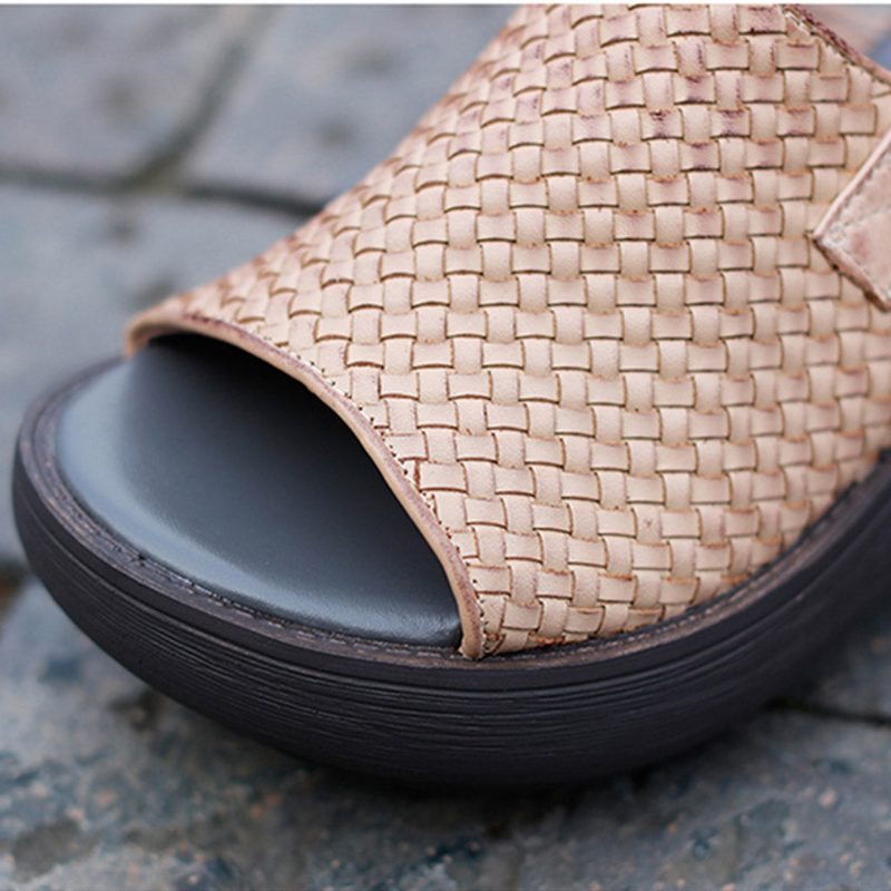 Håndlagde Vevde Slingback-sandaler For Kvinner