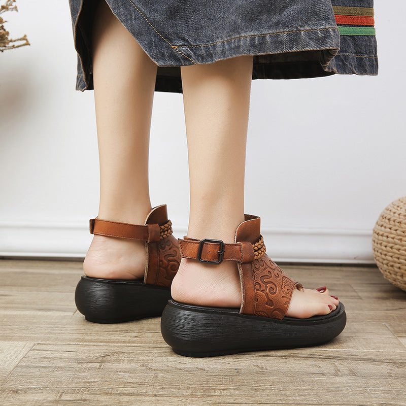 Retro Dame Flip-toe Platform Spenne Sandaler | Gave Sko