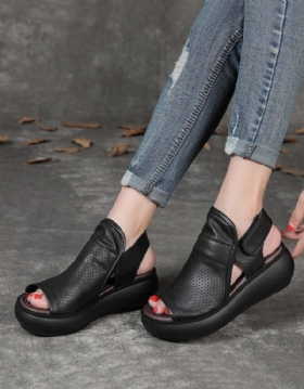 Retro Hollow Wedge Sandaler For Kvinner Slingback