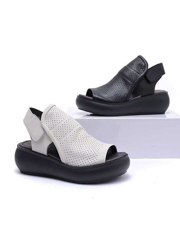 Retro Hollow Wedge Sandaler For Kvinner Slingback