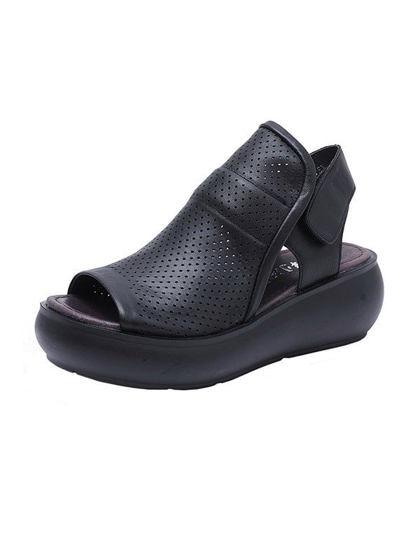 Retro Hollow Wedge Sandaler For Kvinner Slingback