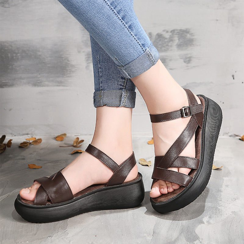 Retro Wedge Håndlagde Sommersandaler | Obiono