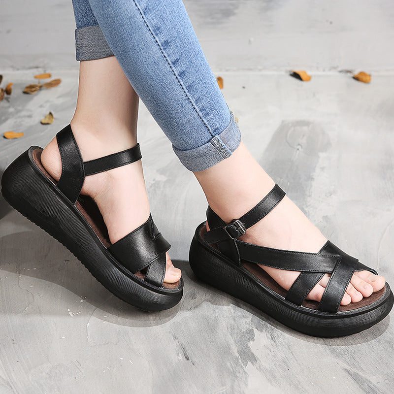 Retro Wedge Håndlagde Sommersandaler | Obiono