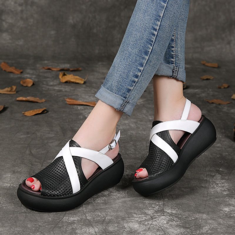 Skinn Fish Toe Buckle Wedge Summer Sandaler