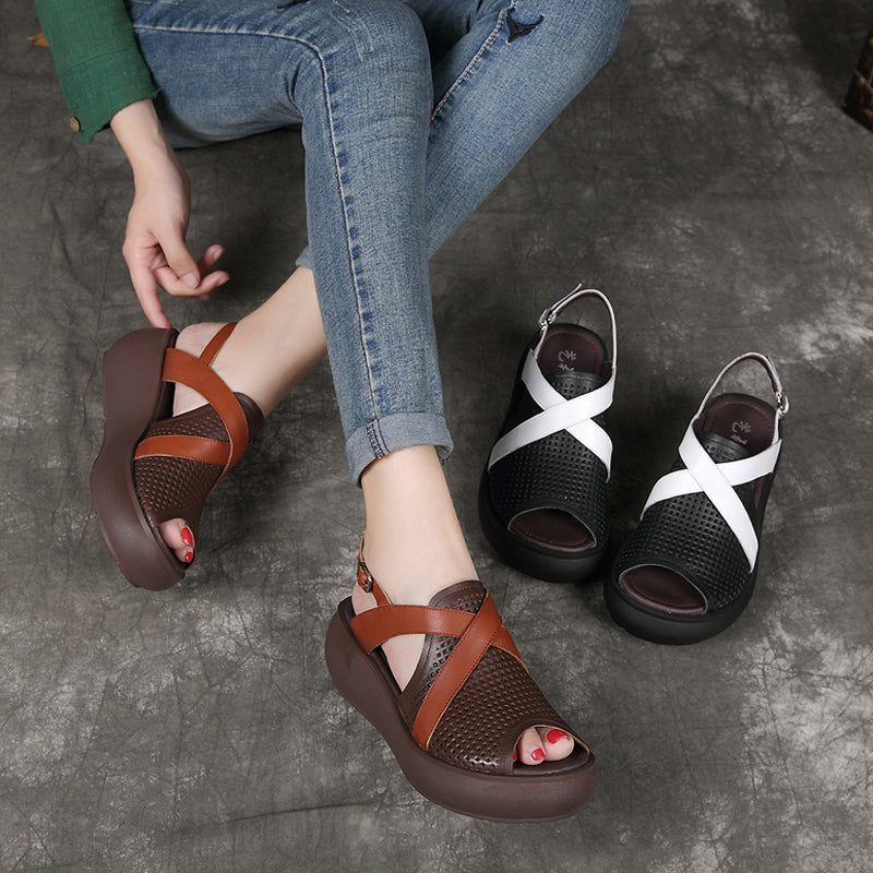 Skinn Fish Toe Buckle Wedge Summer Sandaler