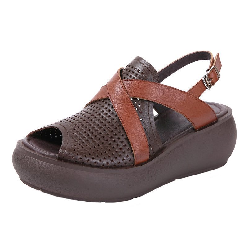 Skinn Fish Toe Buckle Wedge Summer Sandaler