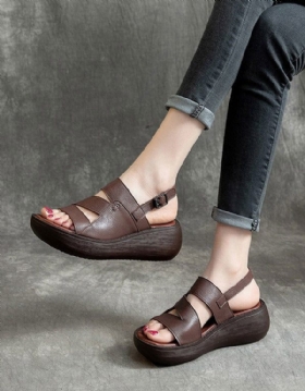 Slingback Retro Wedge Sandaler For Kvinner