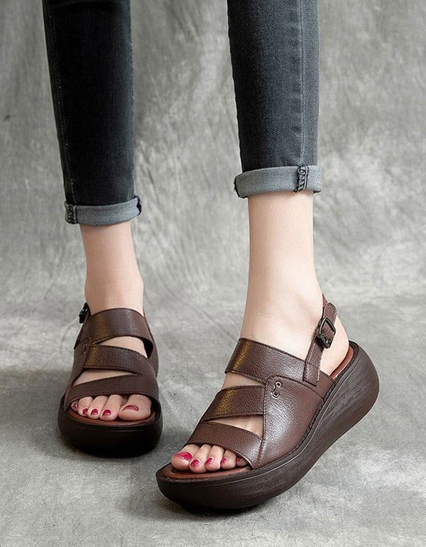 Slingback Retro Wedge Sandaler For Kvinner