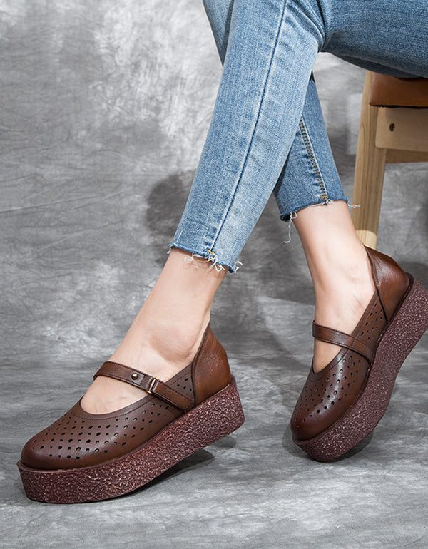 Sommer Leather Platform Søte Sandaler