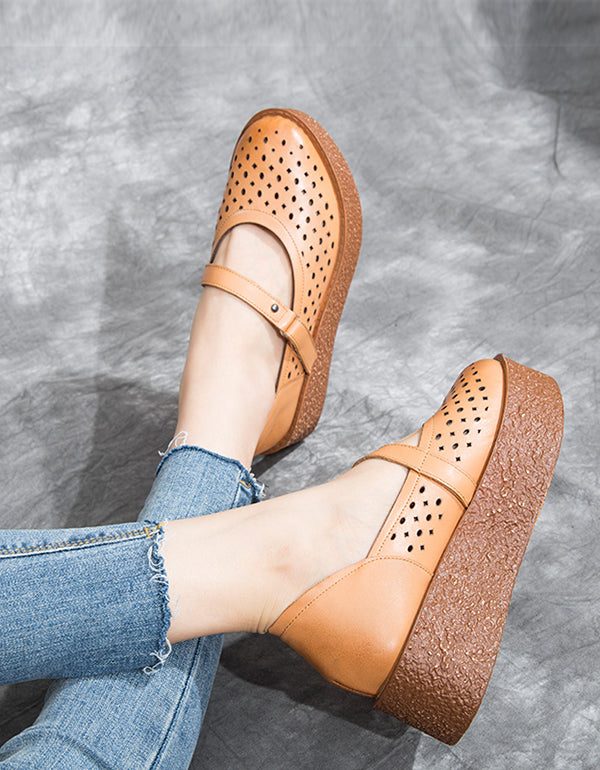 Sommer Leather Platform Søte Sandaler