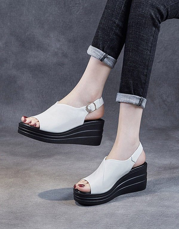 Sommer Slingback Wedge Sandaler For Kvinner