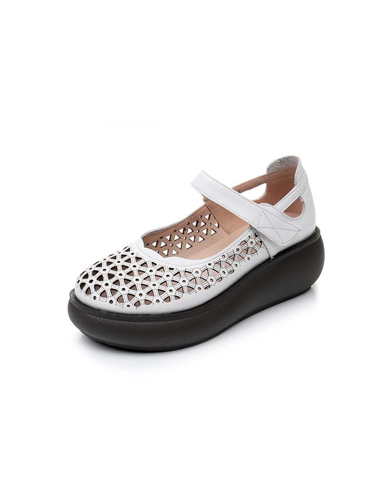 Sommer Stor Størrelse Hule Retro Wedge Sandaler