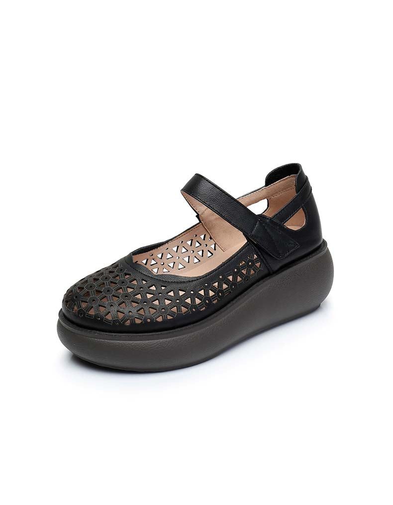 Sommer Stor Størrelse Hule Retro Wedge Sandaler