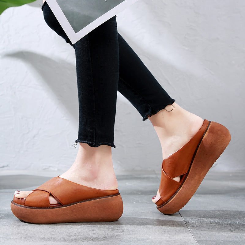 Summer Cross Strap Wedge-tøfler