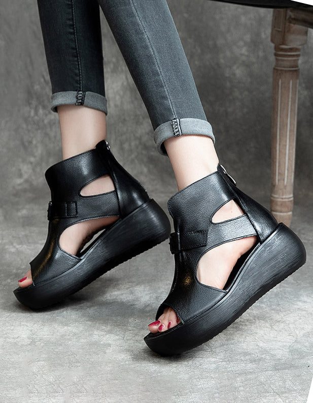 Summer Cut-out Fish Toe Wedge Sandaler