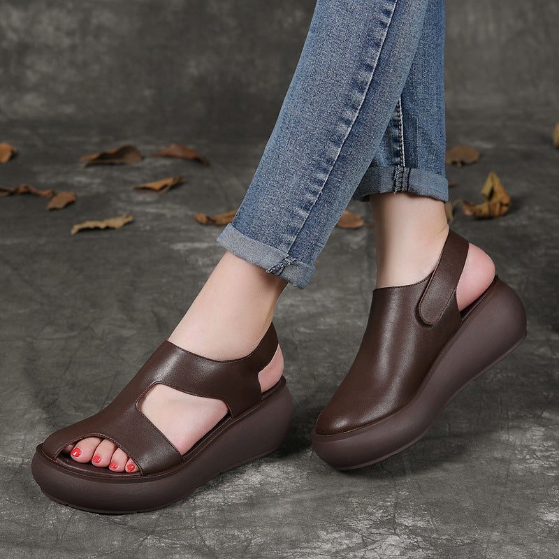 Summer Cut-out Sling Back Platform Sandaler