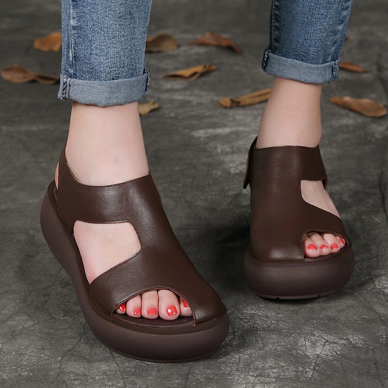 Summer Cut-out Sling Back Platform Sandaler