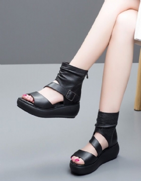 Summer Cut-out Strap Retro Ankel Platform Sandaler