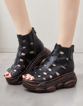 Summer Fish Toe Hollow Wedge Sandals Boots