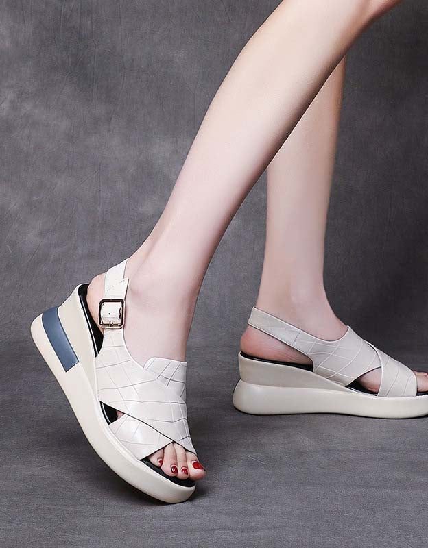 Summer Front Cross Strap Wedge Sandaler Slingback