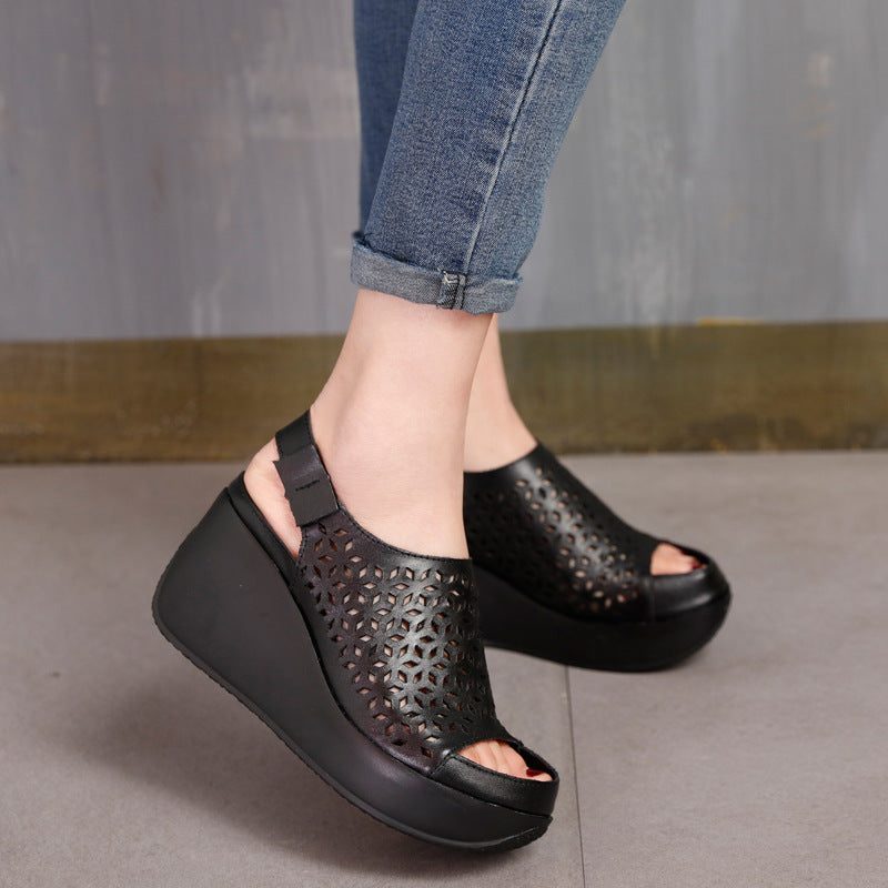 Summer Hollow Retro Slingback Wedges-sandaler