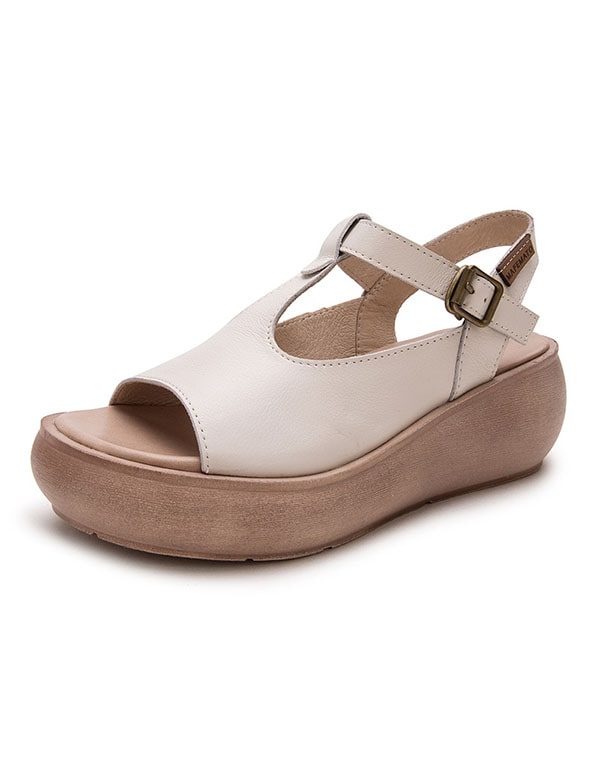 Summer Leather Open Toe Fashion Wedge Sandaler