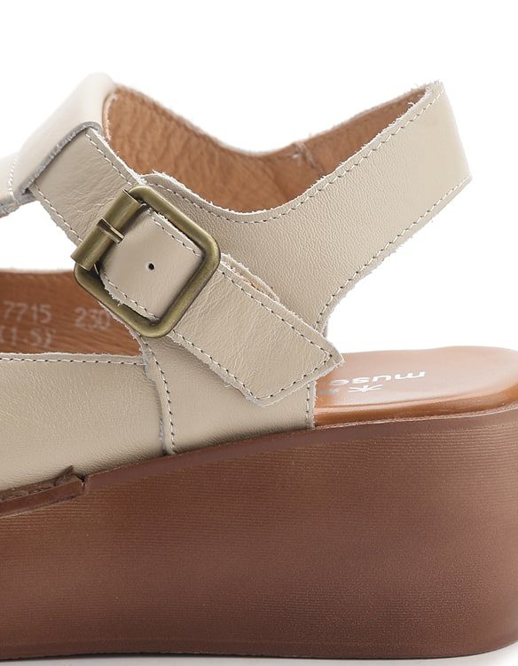 Summer Leather Open Toe Wedge Sandaler