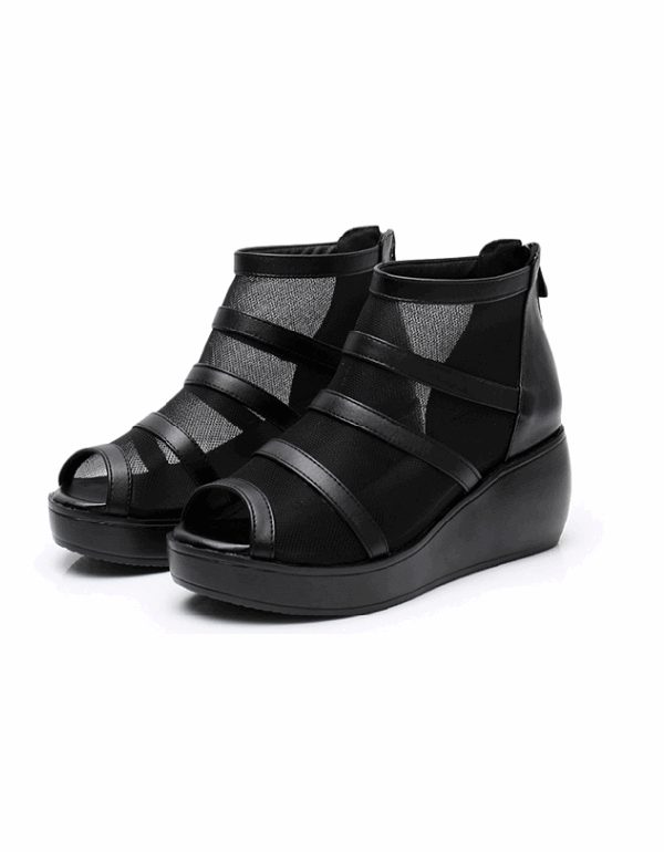 Summer Mesh Fish-toe Ankel Wedge Sandaler