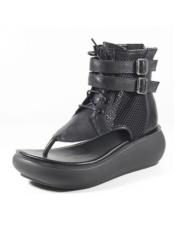 Summer Retro Ankelrem Thong Wedge Sandaler