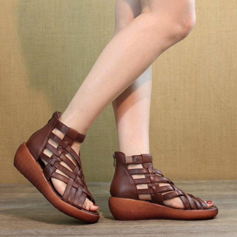 Summer Vintage Wedge Woven Sandaler