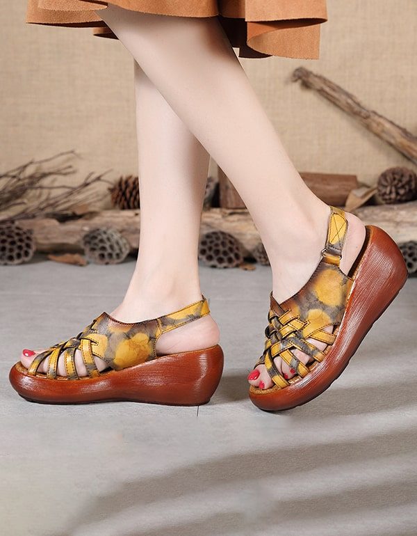 Summer Wedge Retro Skinnsandaler Dame