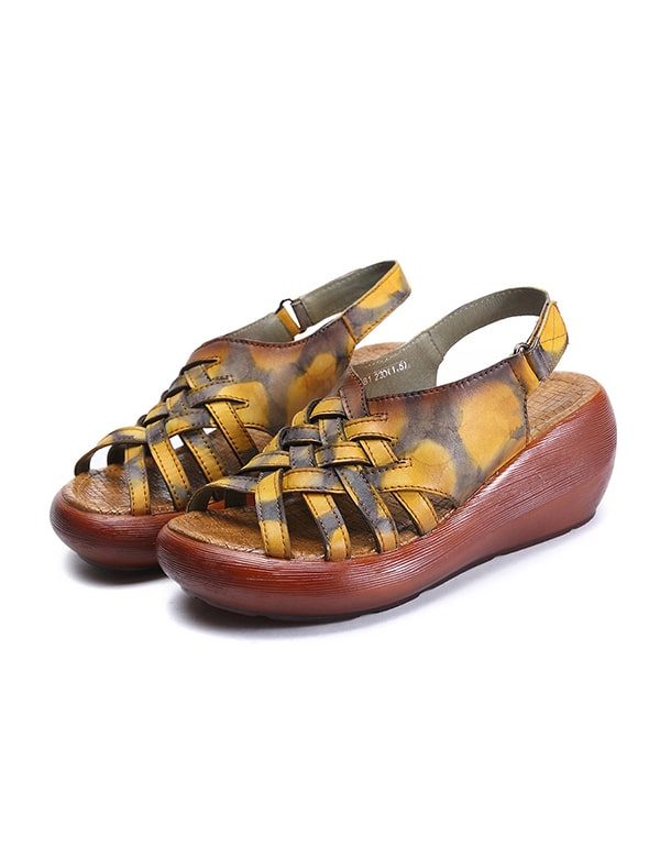 Summer Wedge Retro Skinnsandaler Dame