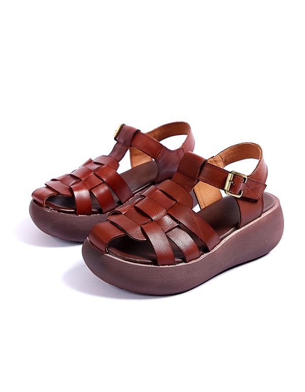 Summer Woven Retro Wedge Sandals Slingback